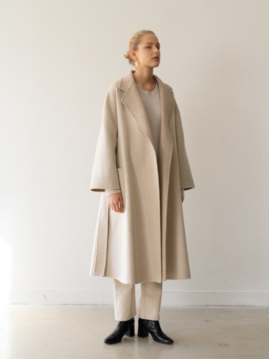 Handmade Herringbone Coat Light-beige