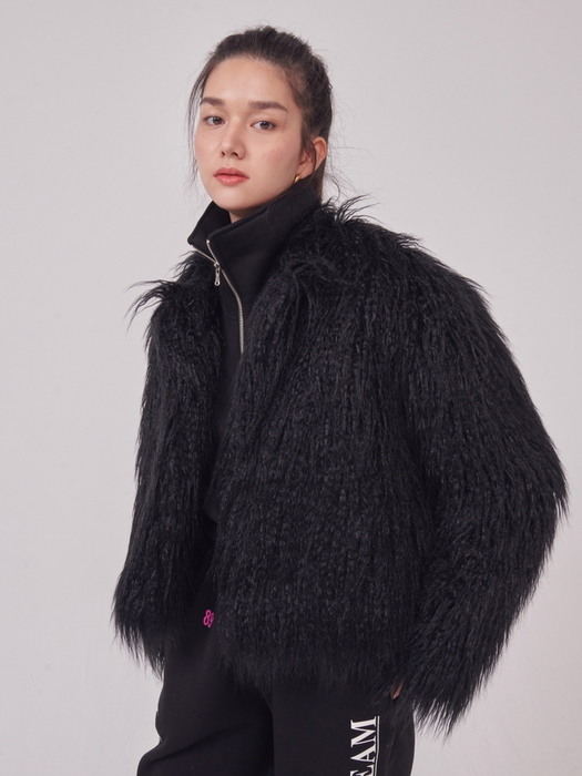 [TC21FWJK04BK] CENTAUR Tangled Eco Fur Jacket [BLACK]