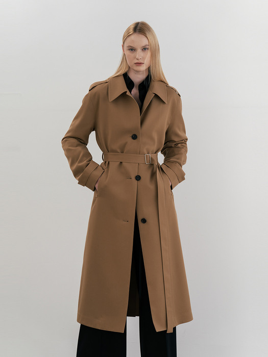 Beige Wool Belted Coat (JUJC101)