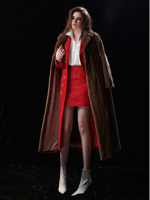 RED WOOL TWEED COAT