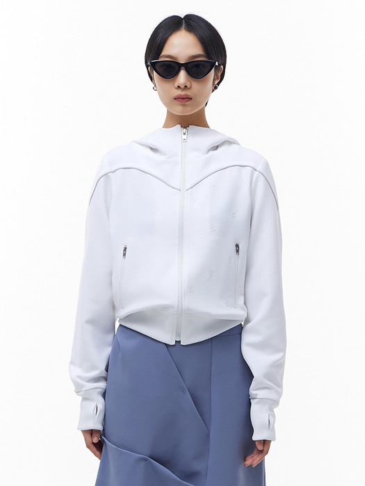 Embroidery Zip-Up Track Jacket _White