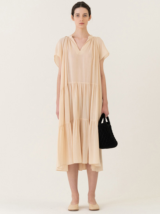 SS22 Soft Tiered Dress Apricot