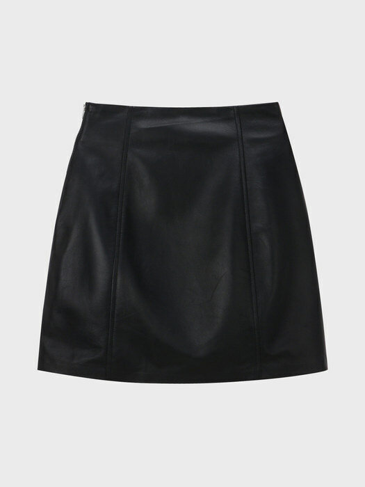 Real Leather Mini Skirt - Black