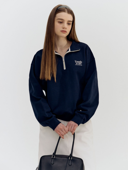 UNISEX SPORTING IS LIFE HALF ZIP-UP SWEATSHIRT FRENCH NAVY_UDTS2A116N2