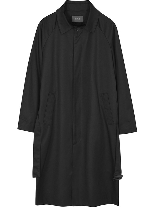Balmacaan Trench Long Coat - Black (FL-033)