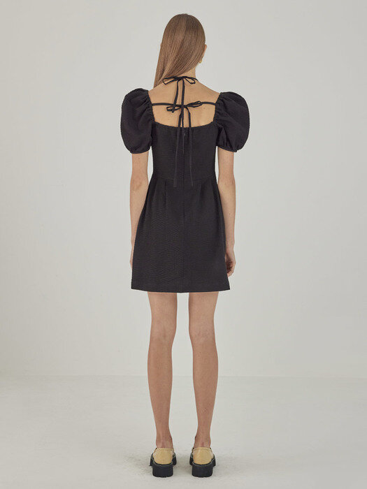 Corsage Halterneck Mini Dress_Black