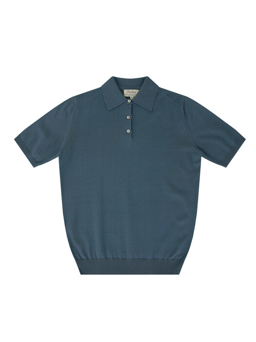 Essential cotton Polo Knit (Aqua marine Blue)