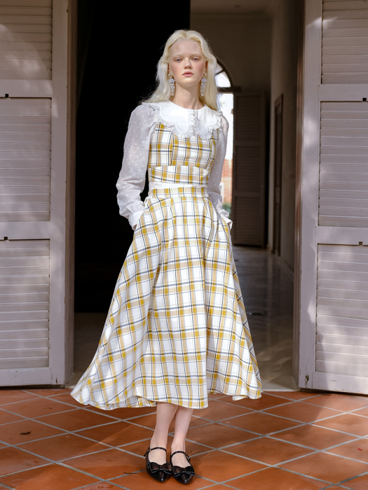 DD cheese check two-piece dress