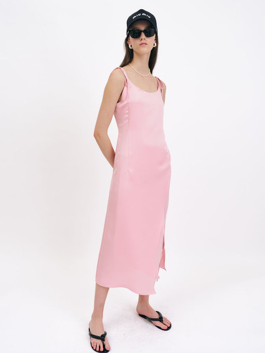 [단독]22 Summer_ Pink Side String Midi Dress