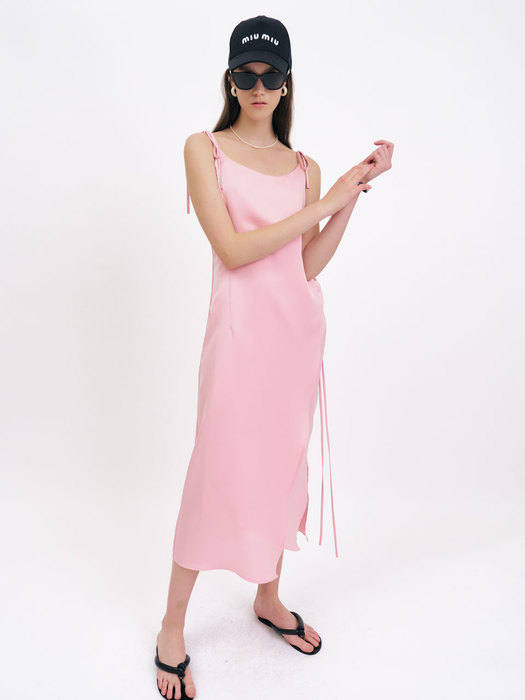 [단독]22 Summer_ Pink Side String Midi Dress