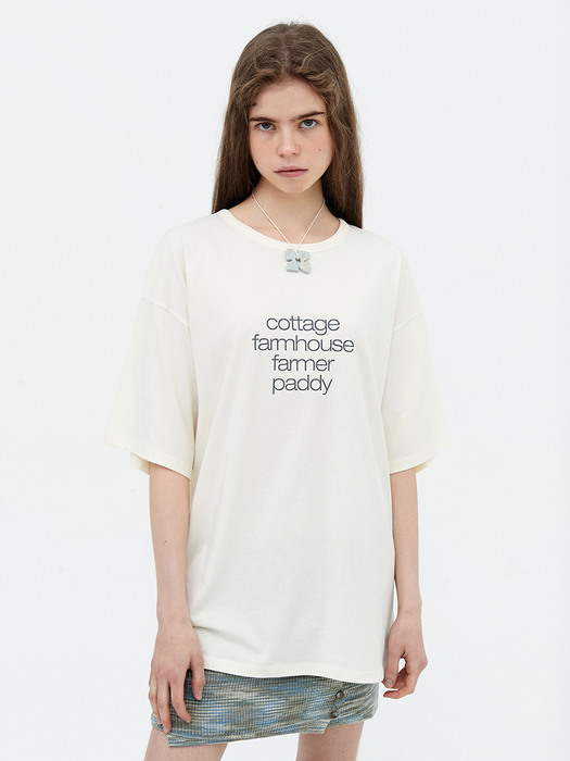 Logo text T-shirt. Ivory (Over fit)