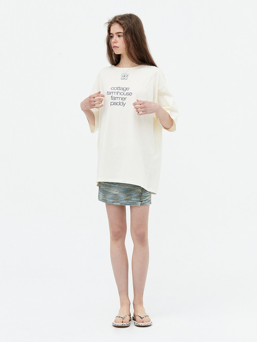 Logo text T-shirt. Ivory (Over fit)