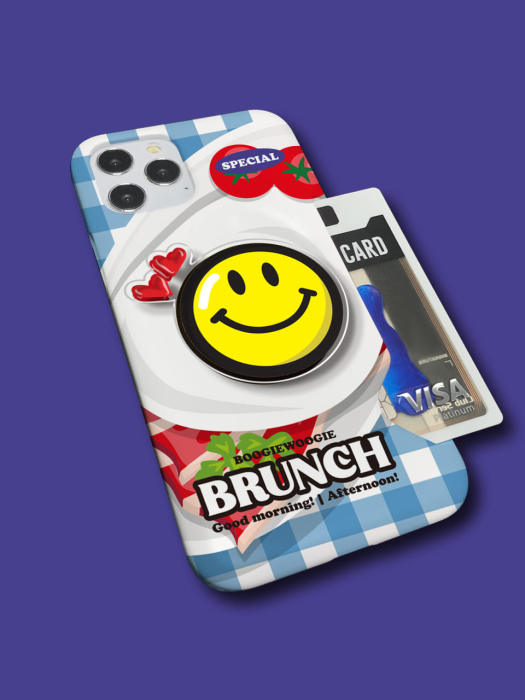 슬림카드 케이스 클리어톡 세트 - 스마일 브런치 블루(Smile Brunch blue)
