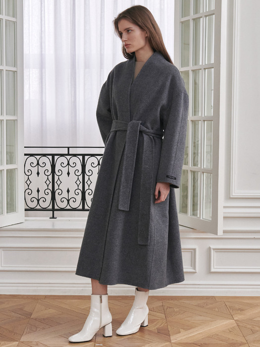 Cashmere-blend Handmade Maxi Coat - Dark Gray