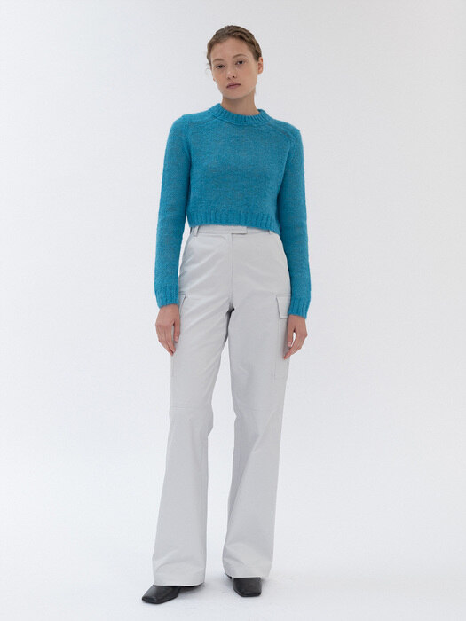 cotton cargo wide pants (light gray)