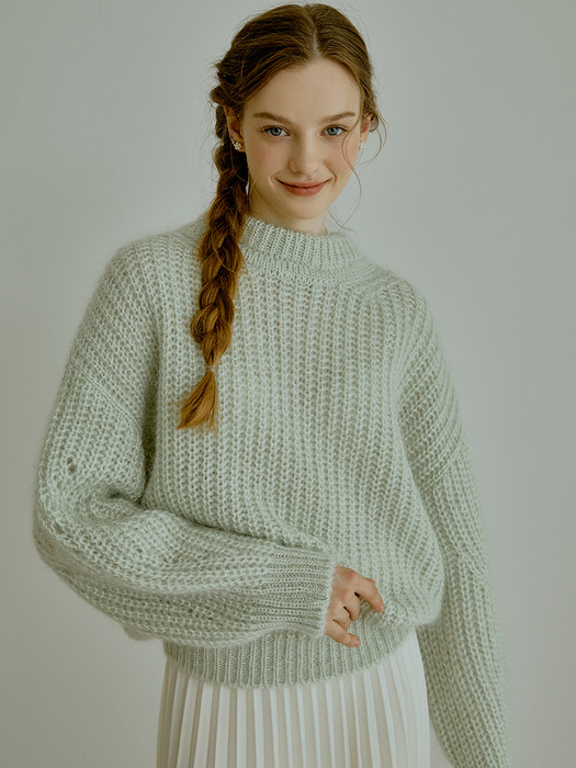Ribbed mohair mix knit (mint)