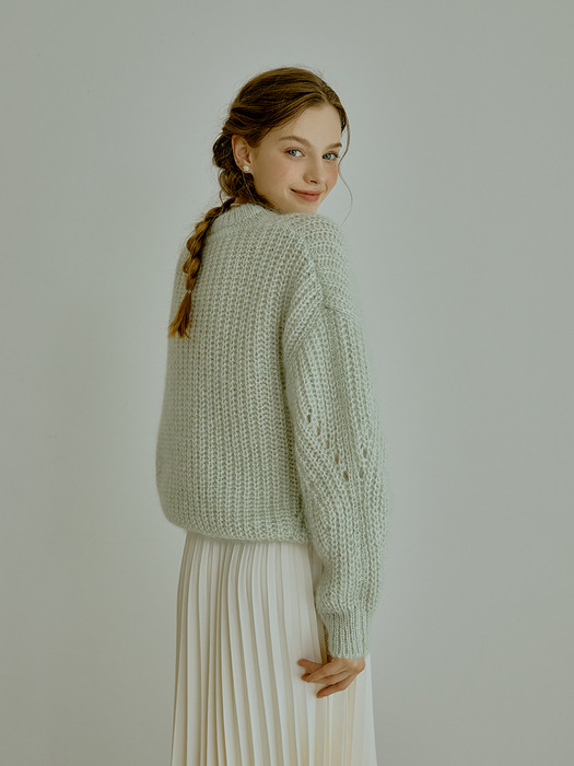 Ribbed mohair mix knit (mint)
