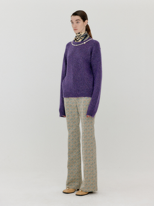 VACKLYN Pearl Trim Knit Pullover - Purple