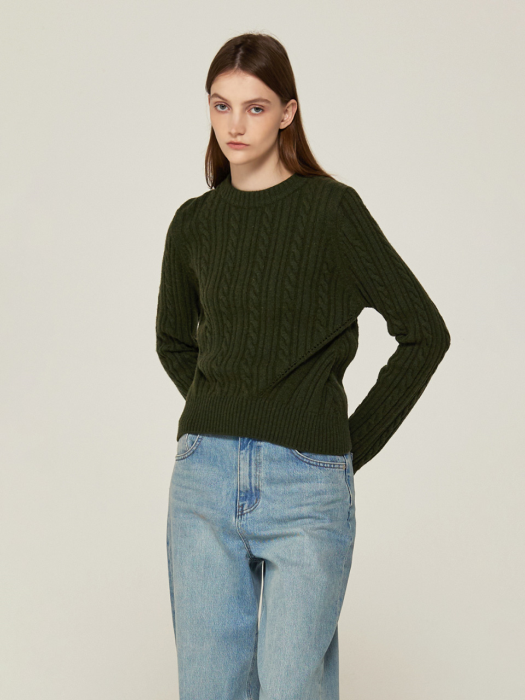 Cable Pullover Knit (D/GREEN)