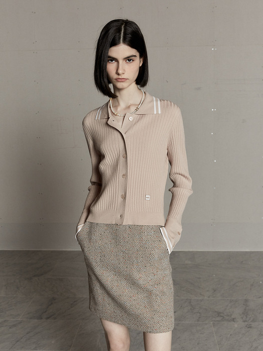 MIENNE Tweed Wool Mini Skirt_Beige