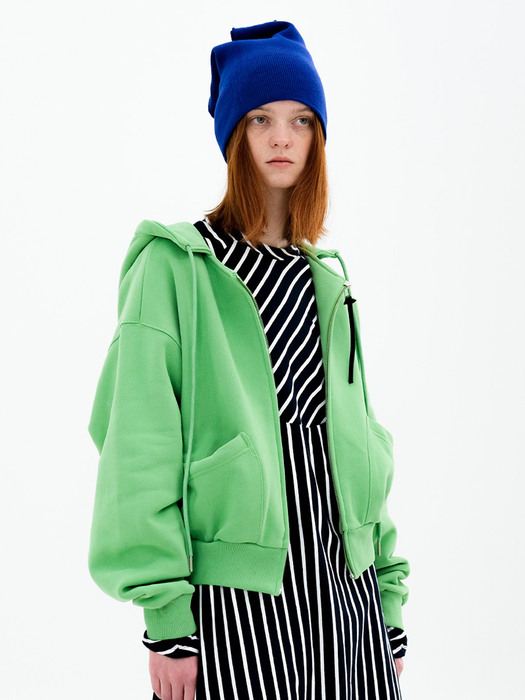 Green zip winter hoodie with signature puller