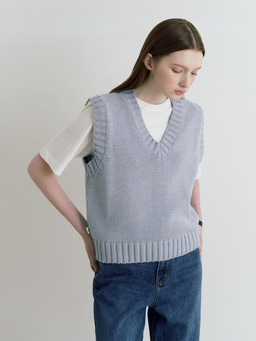 Lego v-neck knit vest - skyblue