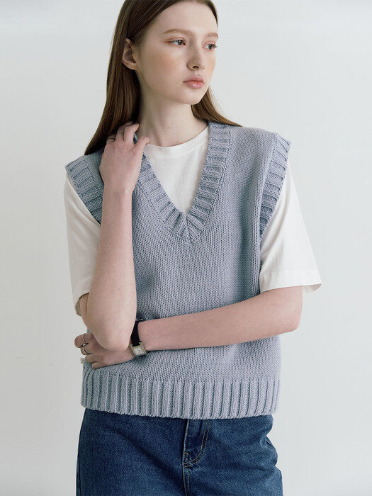 Lego v-neck knit vest - skyblue