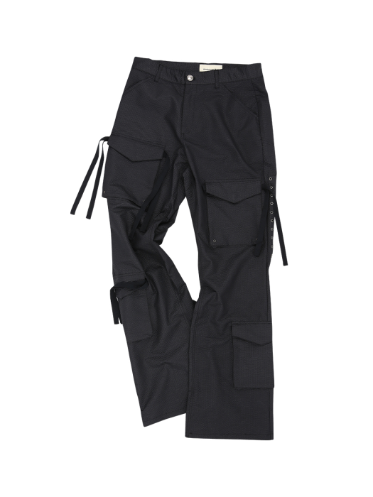 ITAKATA CARGO FLARE PANTS apa639m(BLACK)