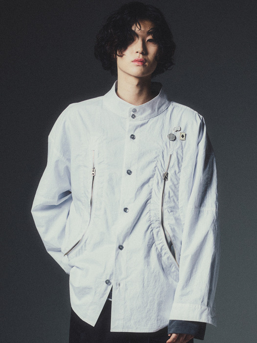 REXION CURVED ZIP-OVER SHIRT_WH