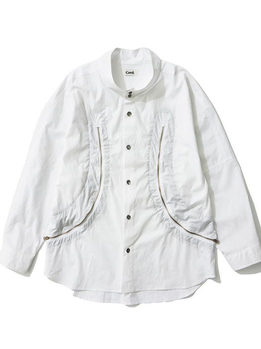 REXION CURVED ZIP-OVER SHIRT_WH