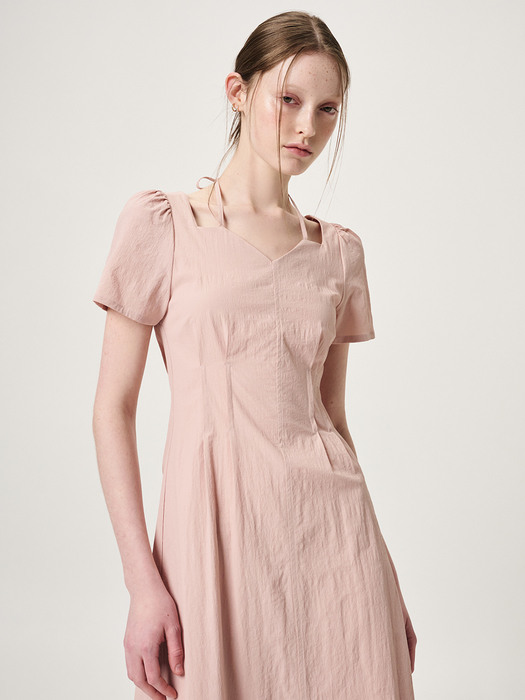 Heart Neck Strap Dress, Pink