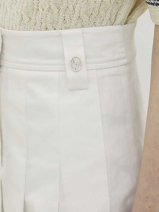Cotton Pleats Skirt_WHITE