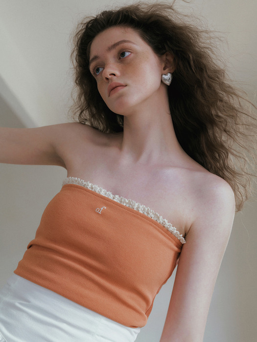 of lace tube top_apricot
