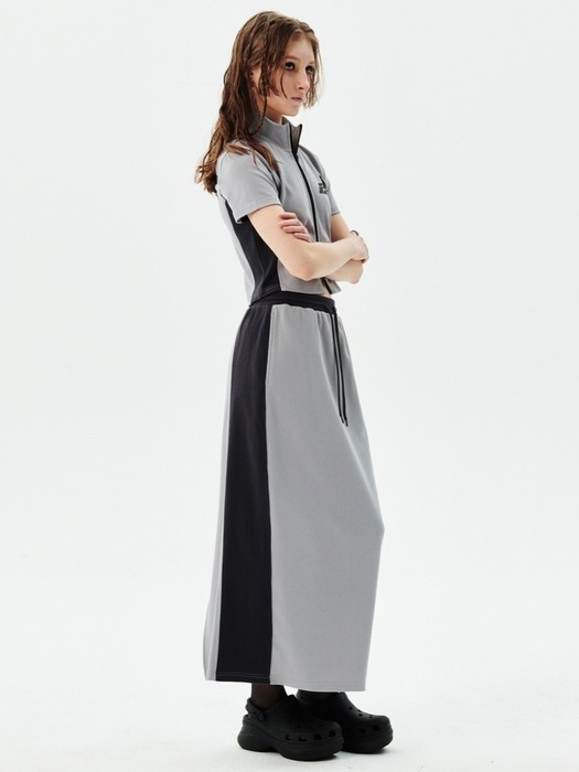 runningHIGH러닝하이]SIDE RIB BANDING LONG SKIRT [LIGHT GREY]