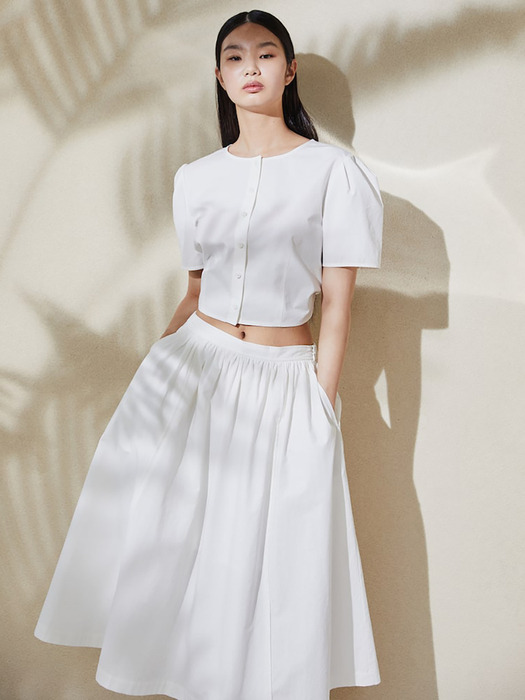 Flare Long Skirt  White (KE3527M041)