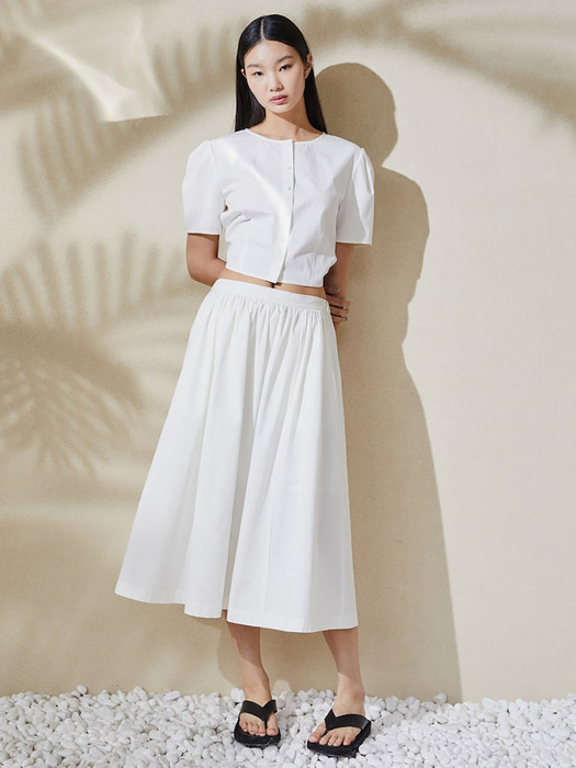 Flare Long Skirt  White (KE3527M041)