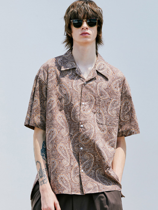 KND케이엔드]PARADISE PAISLEY HAWAIIAN SHIRT BROWN