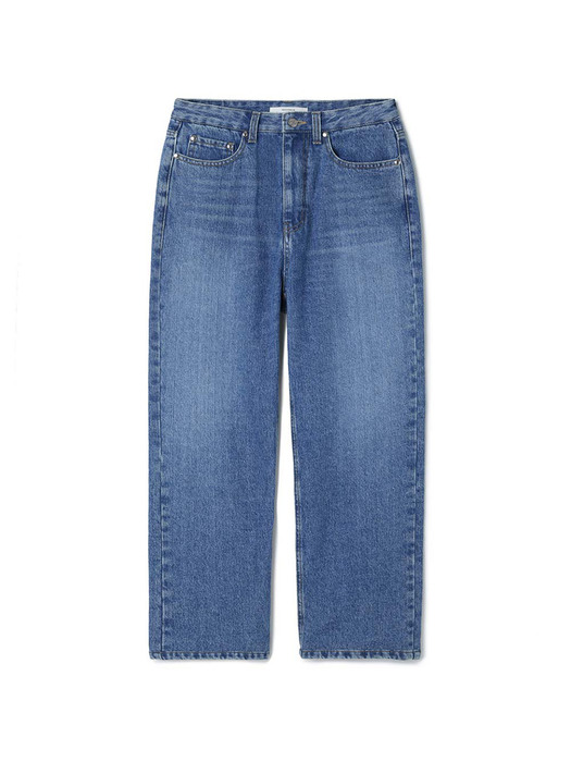 For men, Straight Crop Denim Pants / Medium Wash