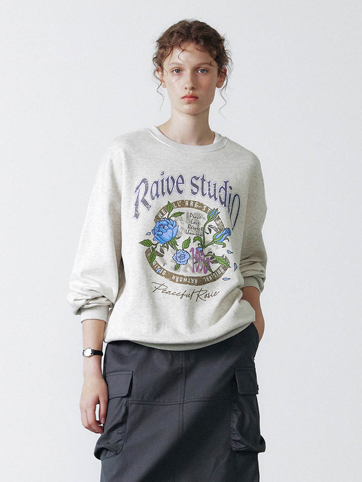 Rosemotif Graphic Sweatshirt in Oatmeal VW3AE106-9L