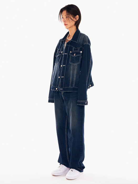 EXCLUSIVE BIG STITCH DENIM PANTS_[BLUE]