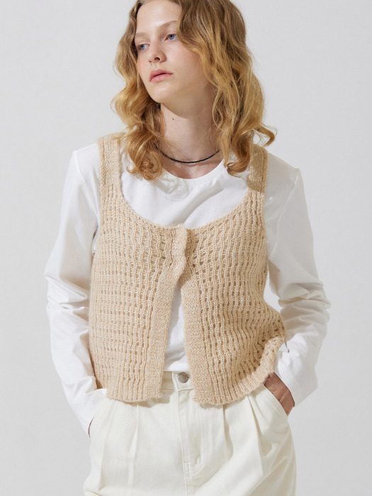 Kiat netting knit vest - beige