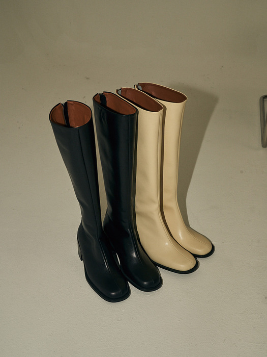  Seamed Basic Long Boots / BLACK