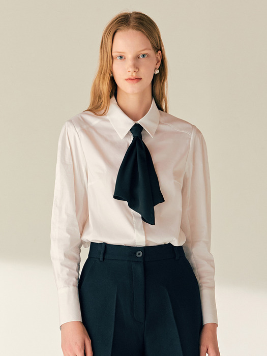 CYNTHIA Tie detailed shirt blouse (Off white)