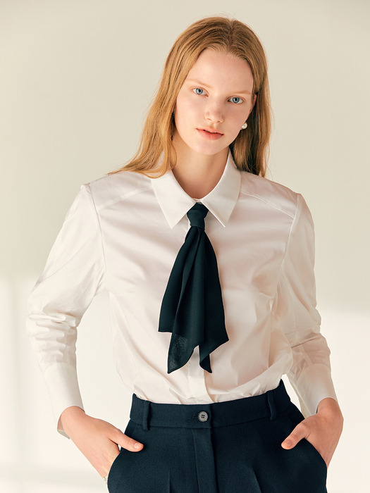 CYNTHIA Tie detailed shirt blouse (Off white)