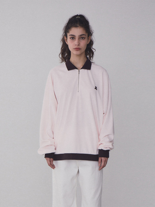 RR VELVET HALF ZIP-UP - PINK