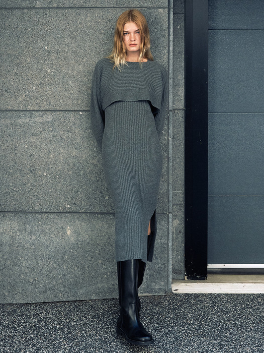 [KNIT] Sleeveless Ribbed Knit Dress