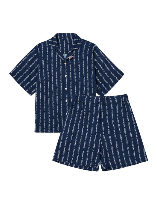  Vertical Logo Pajama Set, Navy