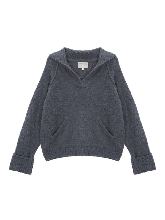 RAGLAN BOUCLE KNIT TOP IN CHARCOAL