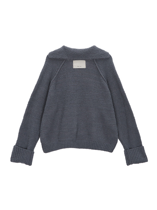 RAGLAN BOUCLE KNIT TOP IN CHARCOAL