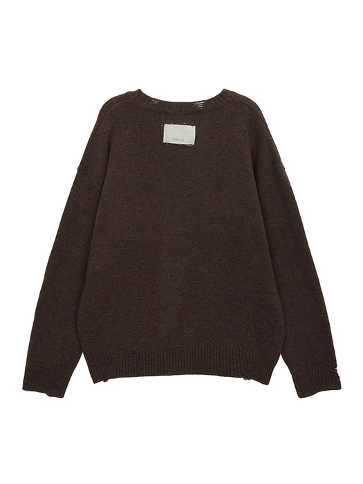 MATIN SLEEVE LINE KNIT PULLOVER IN BROWN